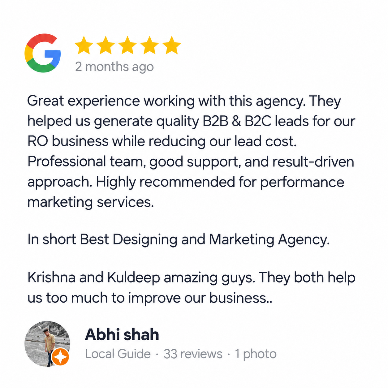 Google review for Root Concept Media